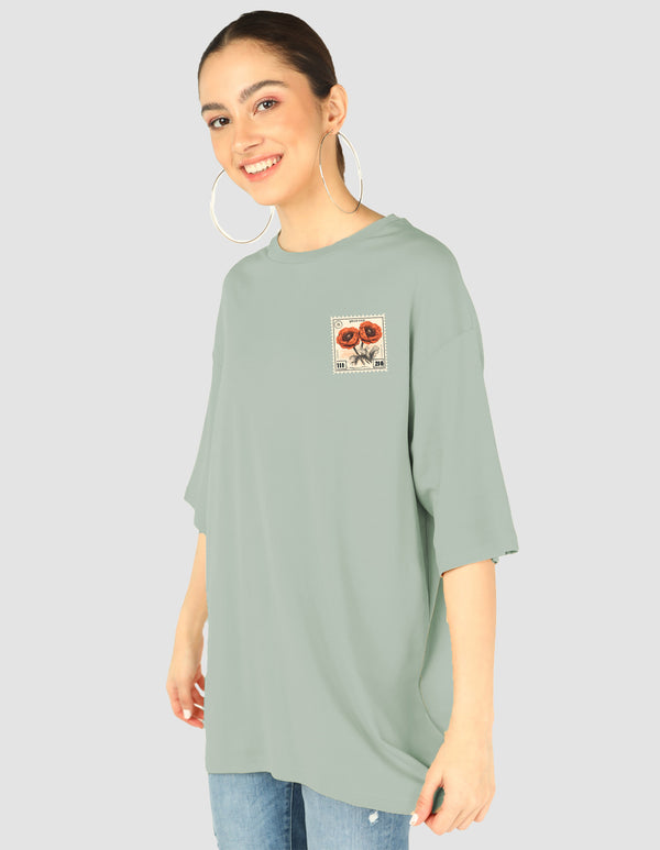 Oversized Tshirt Rose Words- TZS Exclusive